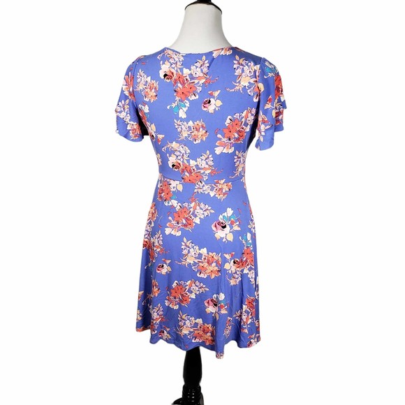 Tabitha Webb size Small Blue Floral Rayon Spandex Stretchy Dress - Picture 5 of 8